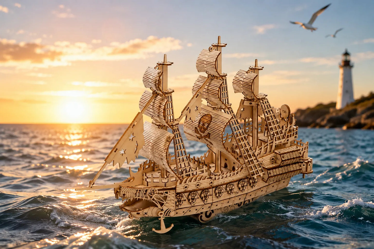 Maquette en bois - Bateau pirate fantĂŽme