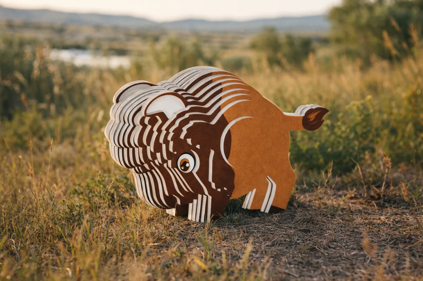 Maquette en bois - Bison coloré