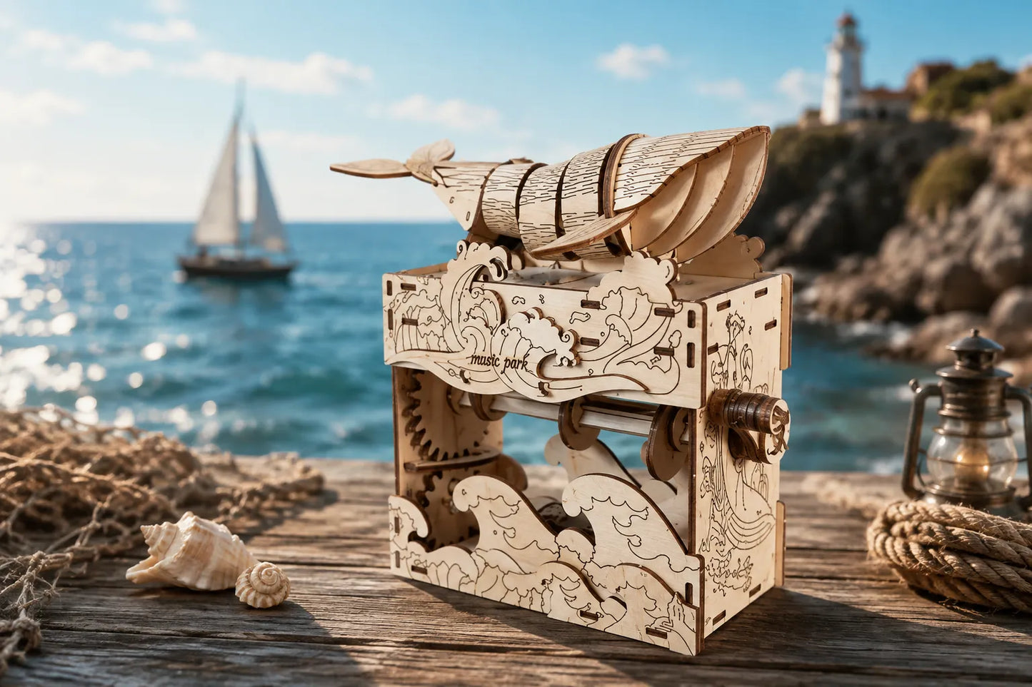 Maquette en bois - Boite à musique baleine