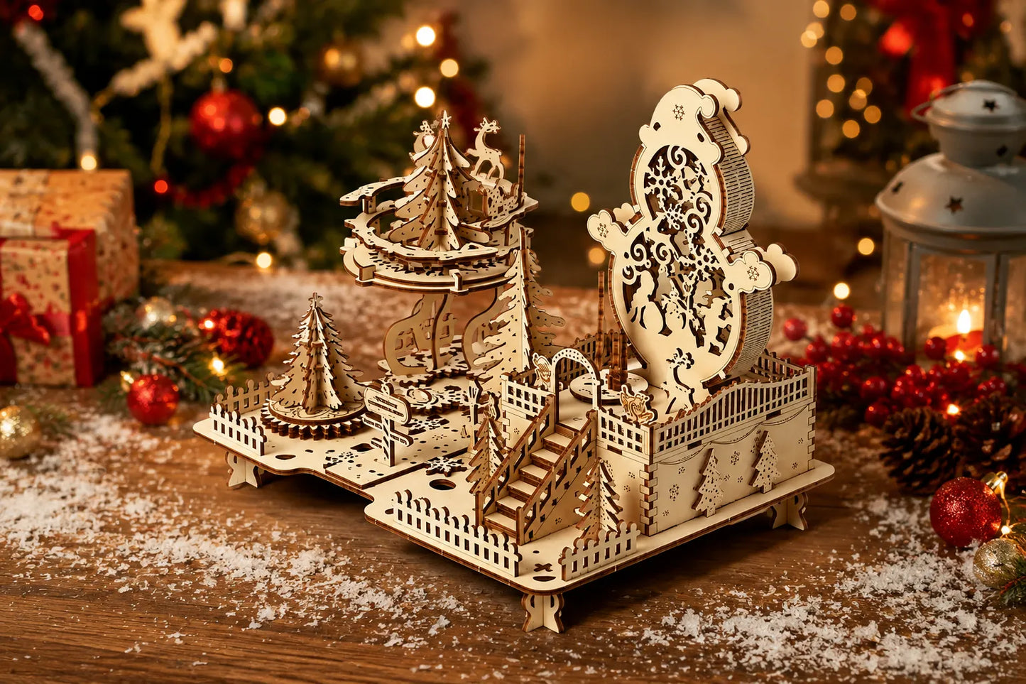 Maquette en bois - Boite à musique décoration de Noël