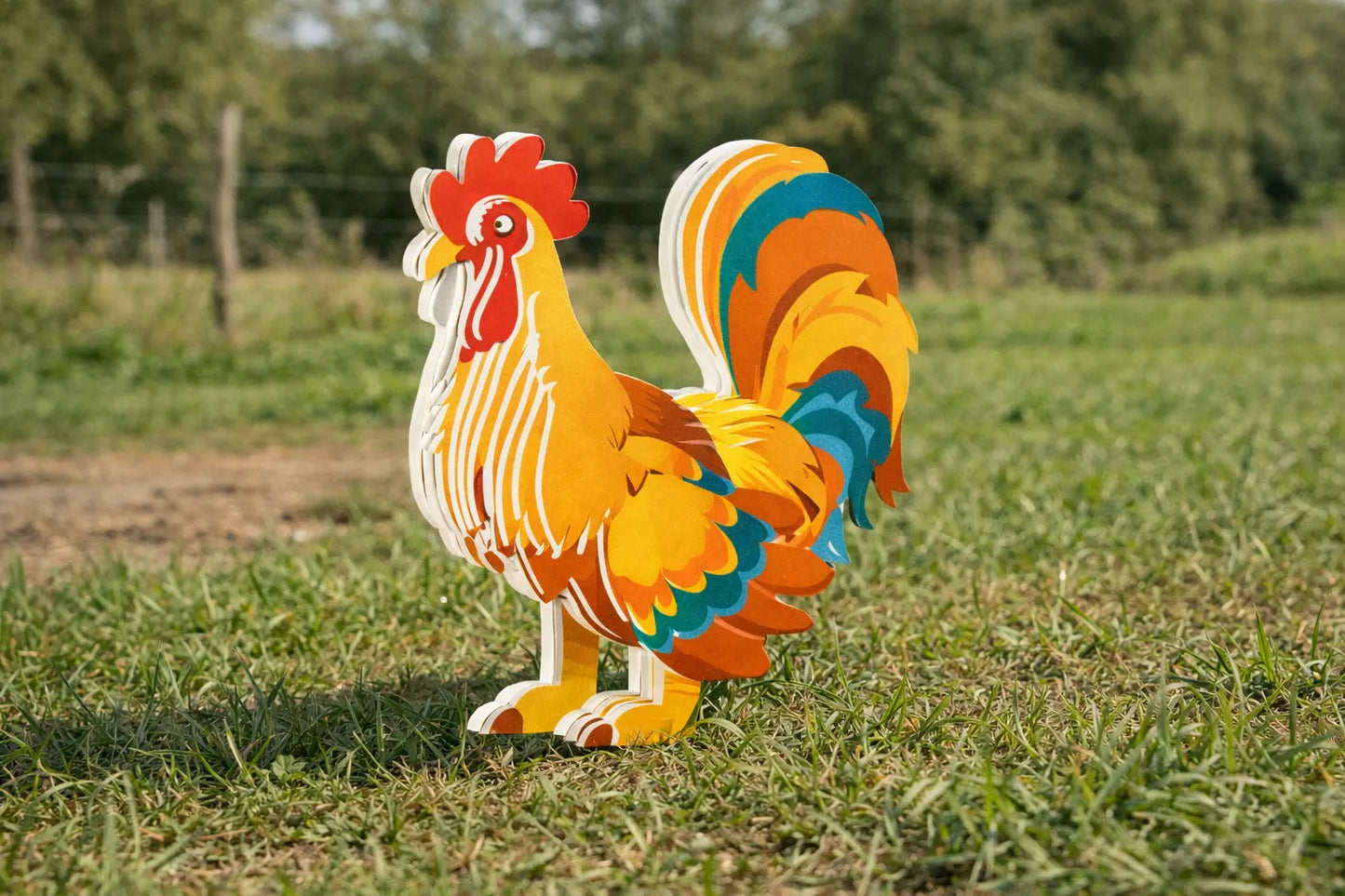 Maquette en bois - Coq coloré