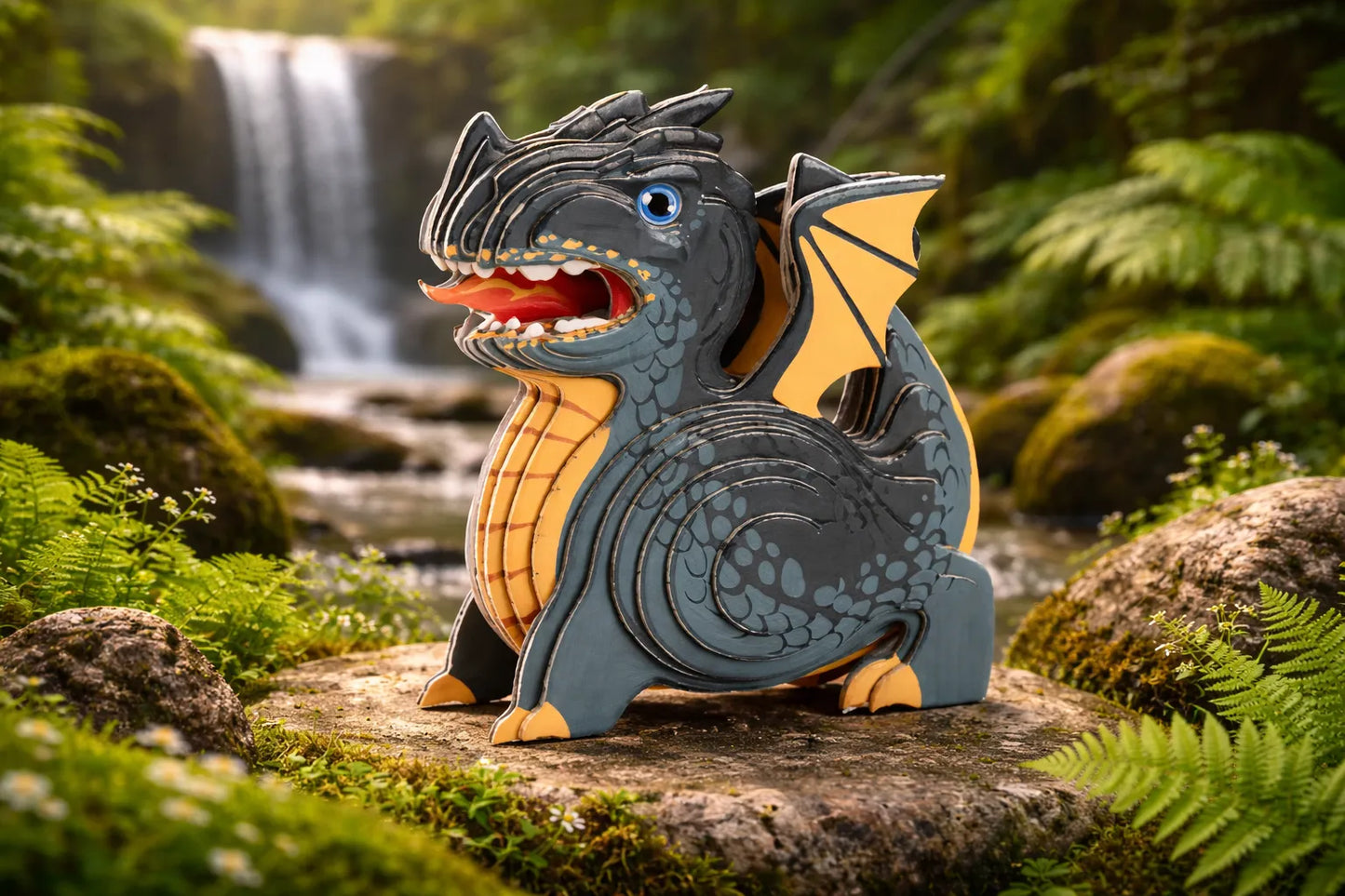 Maquette en bois - Dragon coloré