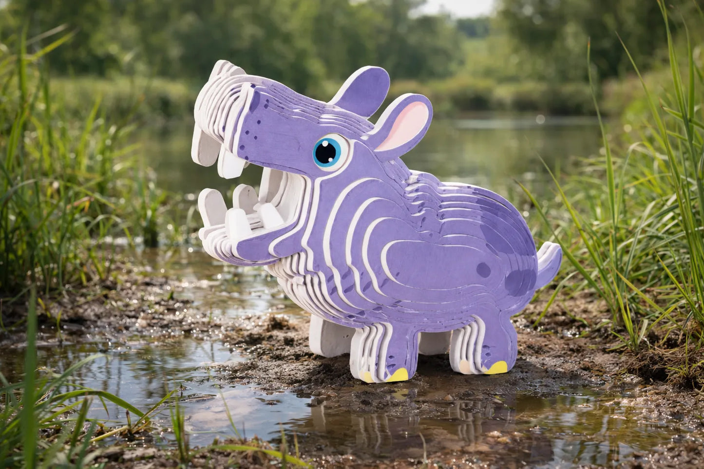 Maquette en bois - Hippopotame coloré