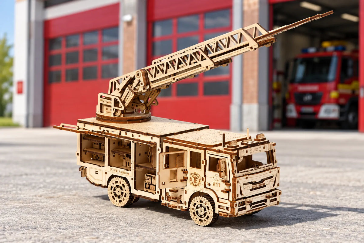 Maquette en bois - Le camion de pompier