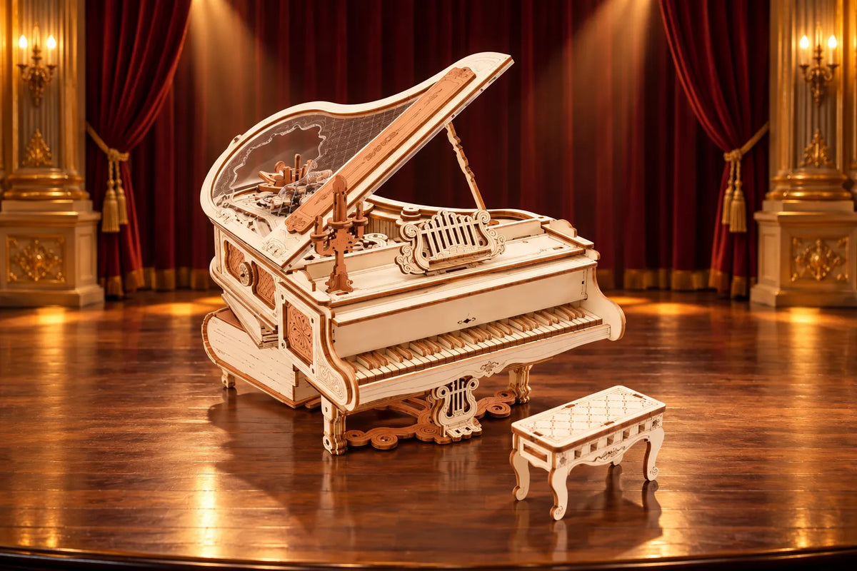 Maquette en bois - Le piano à queue blanc