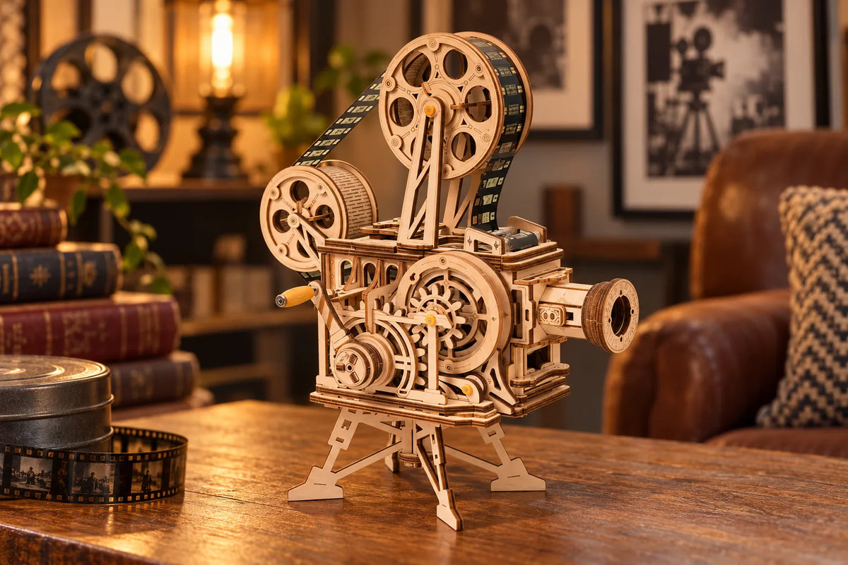 Maquette en bois - Le projecteur de cinéma à manivelle