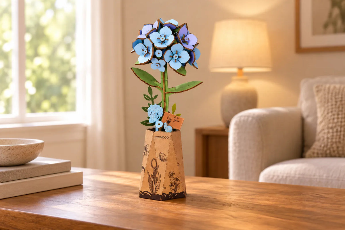 Maquette en bois - L'hortensia bleu