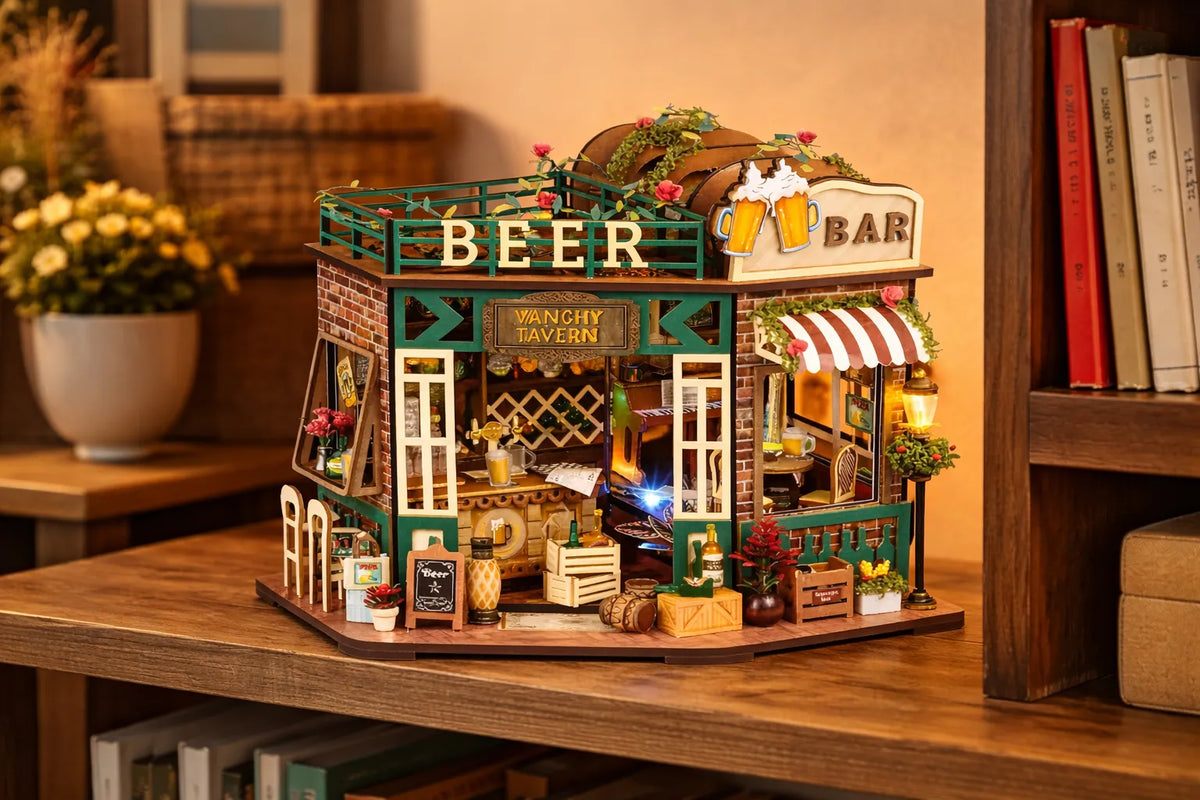 Maquette en bois - Maison à thème, bar à bière