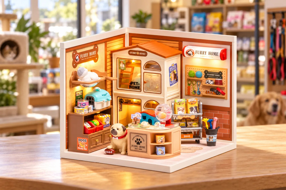Maquette en bois - Maison à thème, l’animalerie