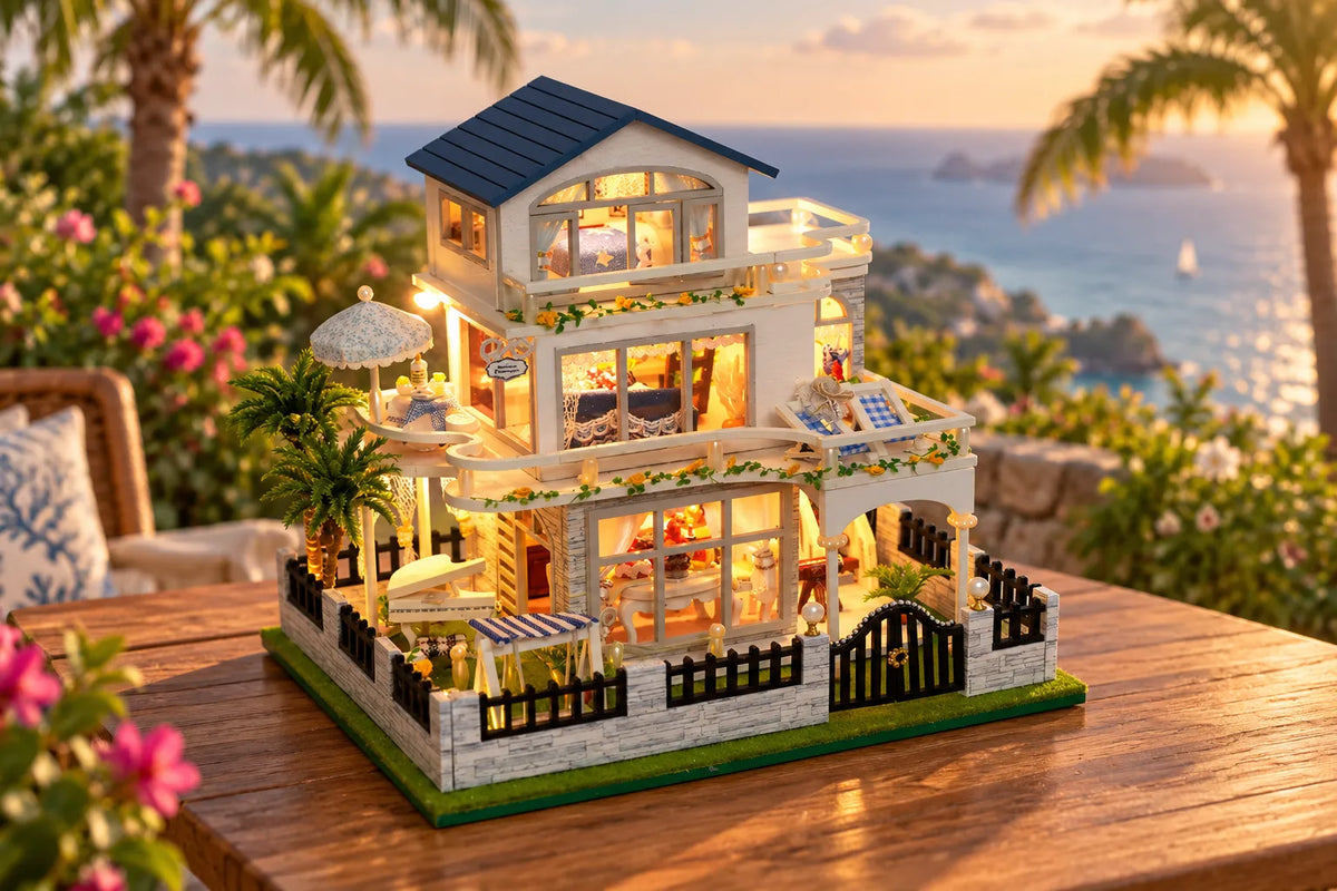 Maquette en bois - Maison à thème, la villa avec piscine