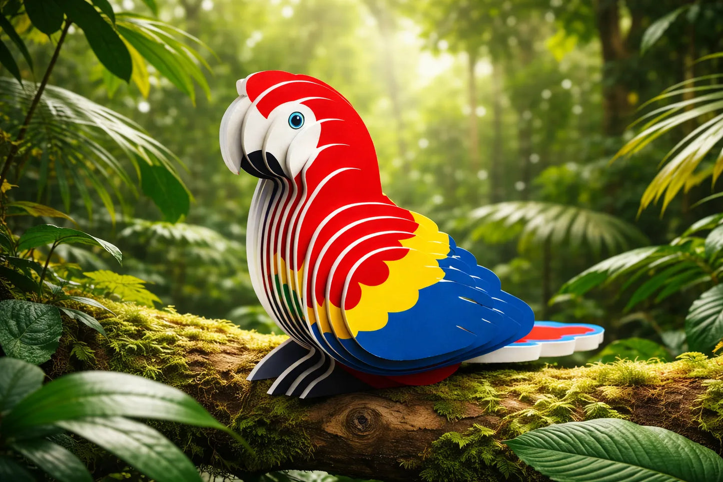 Maquette en bois - Perroquet coloré