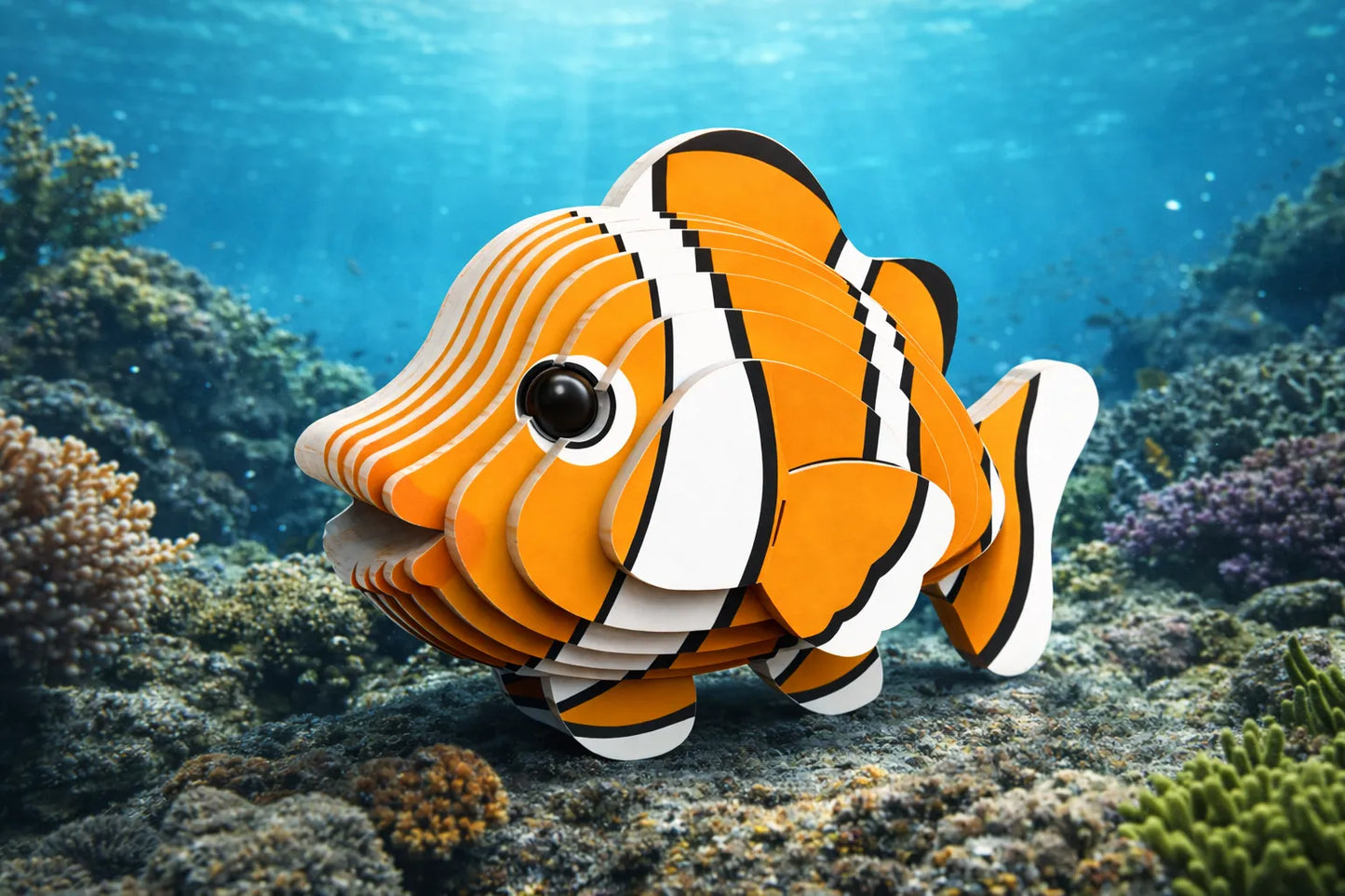 Maquette en bois - Petit poisson clown coloré