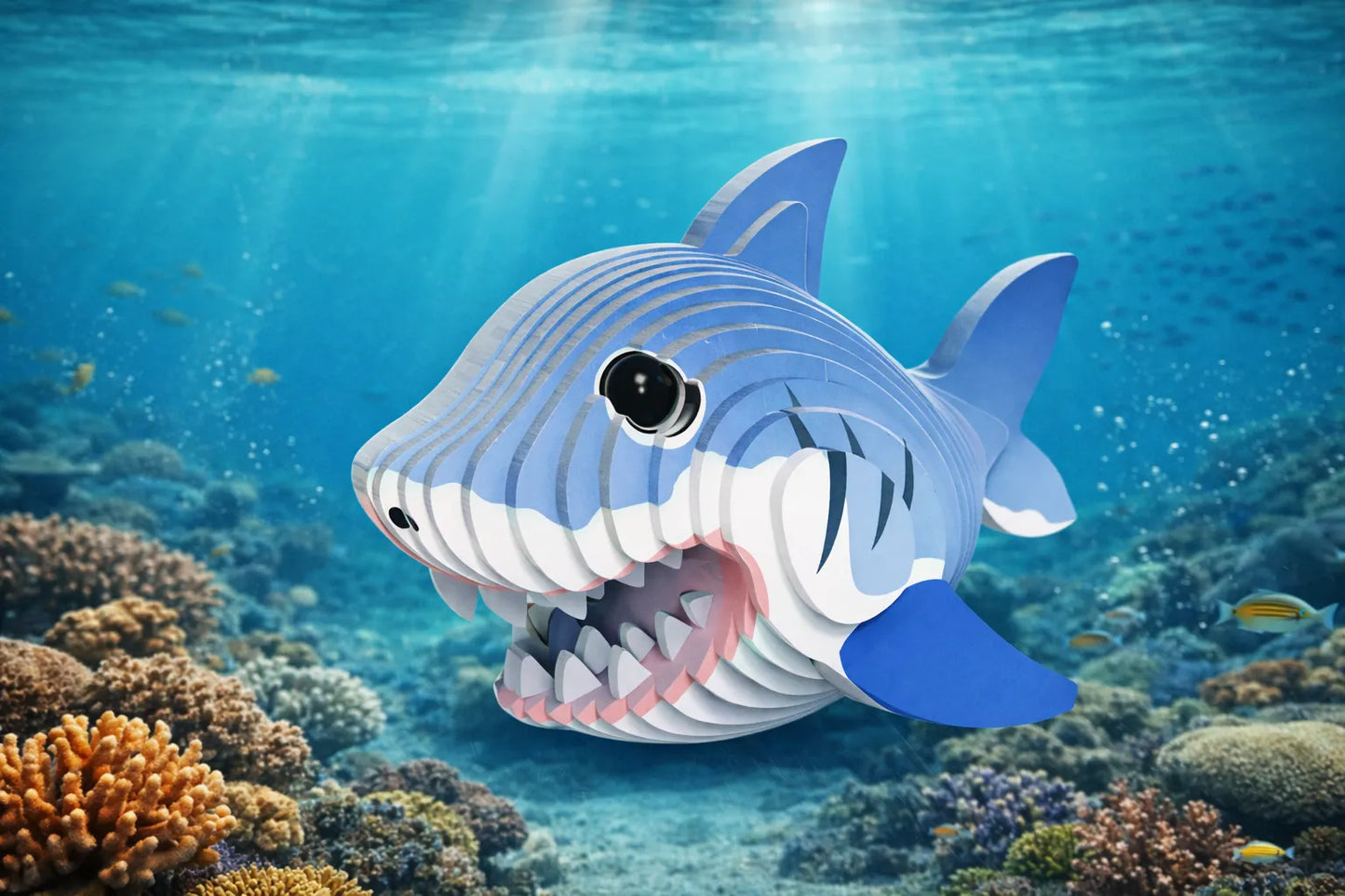 Maquette en bois - Petit requin coloré