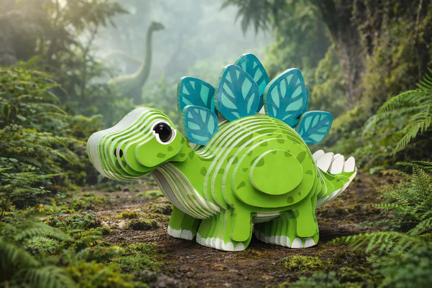 Maquette en bois - Petit stégosaures coloré