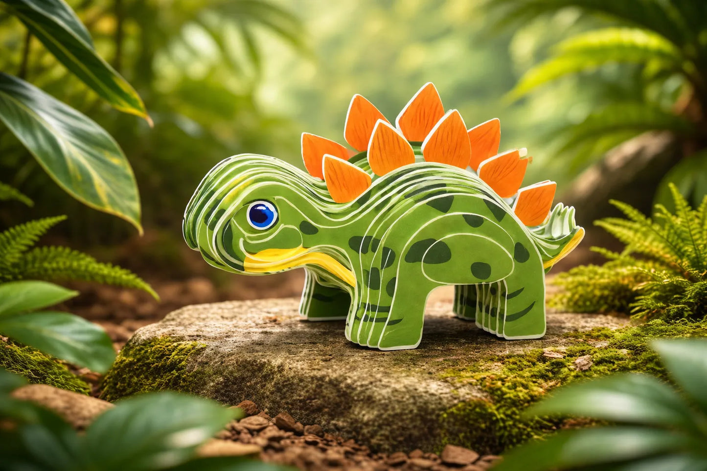 Maquette en bois - Petit stégosaures coloré orange