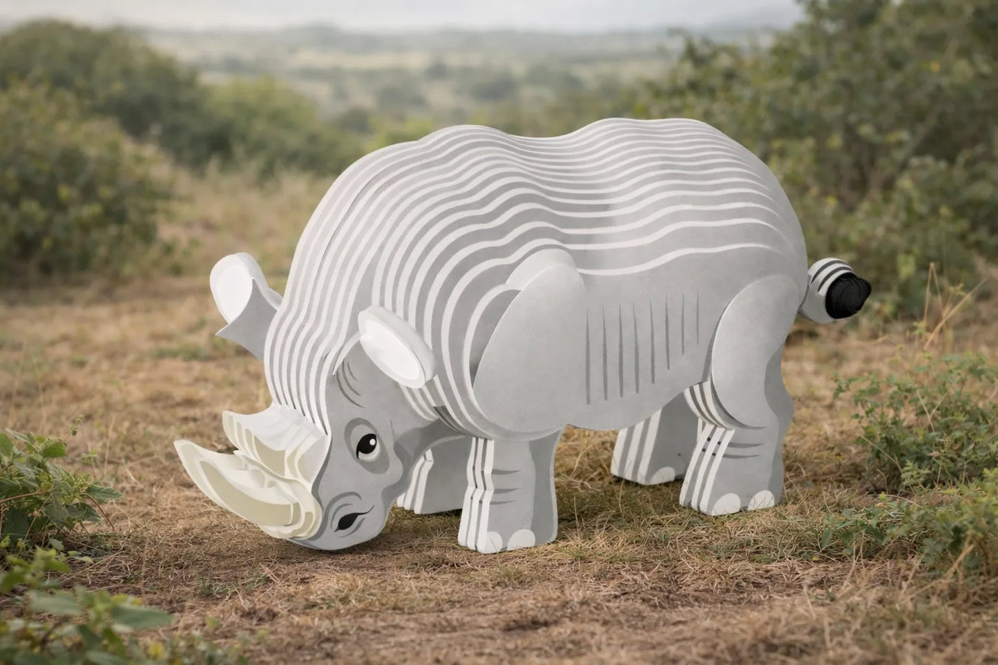 Maquette en bois - Rhinocéros coloré