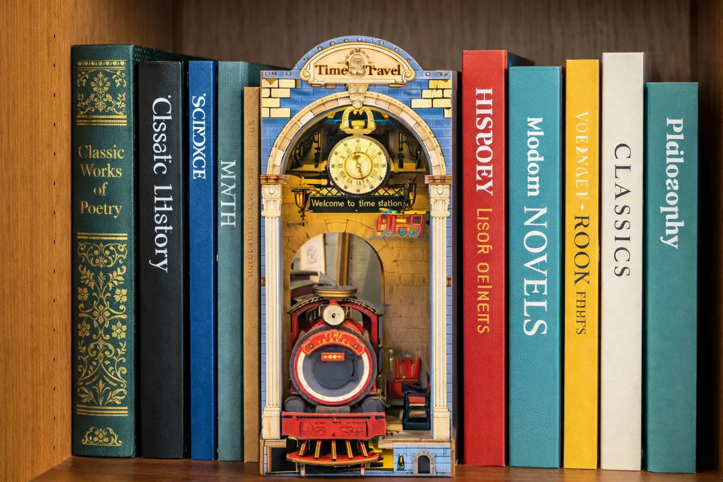 Maquette en bois - Serre-livres, gare