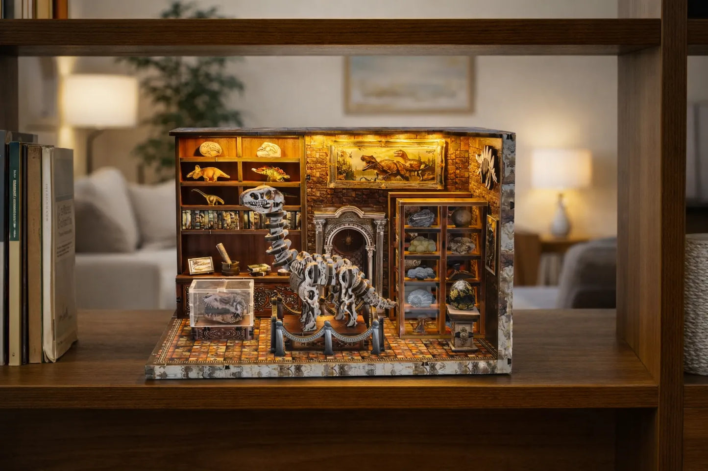 Maquette en bois - Maison à thème, institut de recherche sur les dinosaures