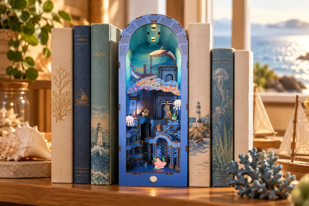 Maquette en bois - Serre-livres, la cité engloutie