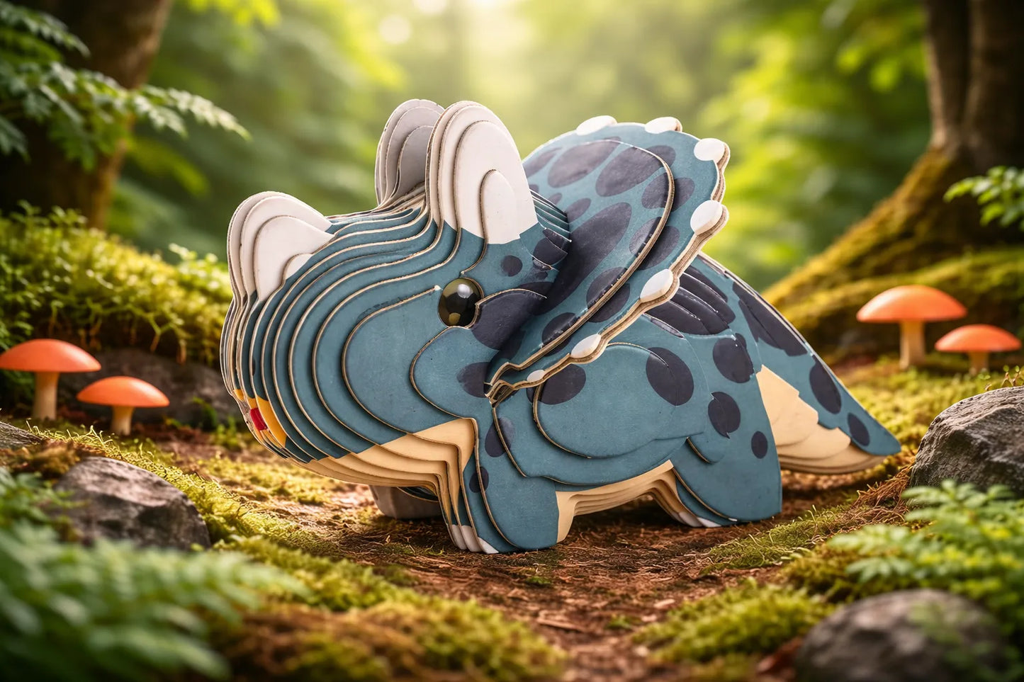 Maquette en bois - Triceratops coloré vert