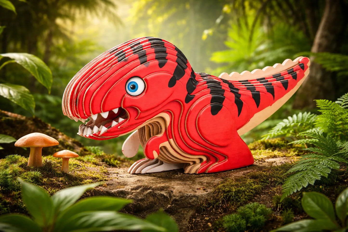 Maquette en bois - Tyrannosaure coloré