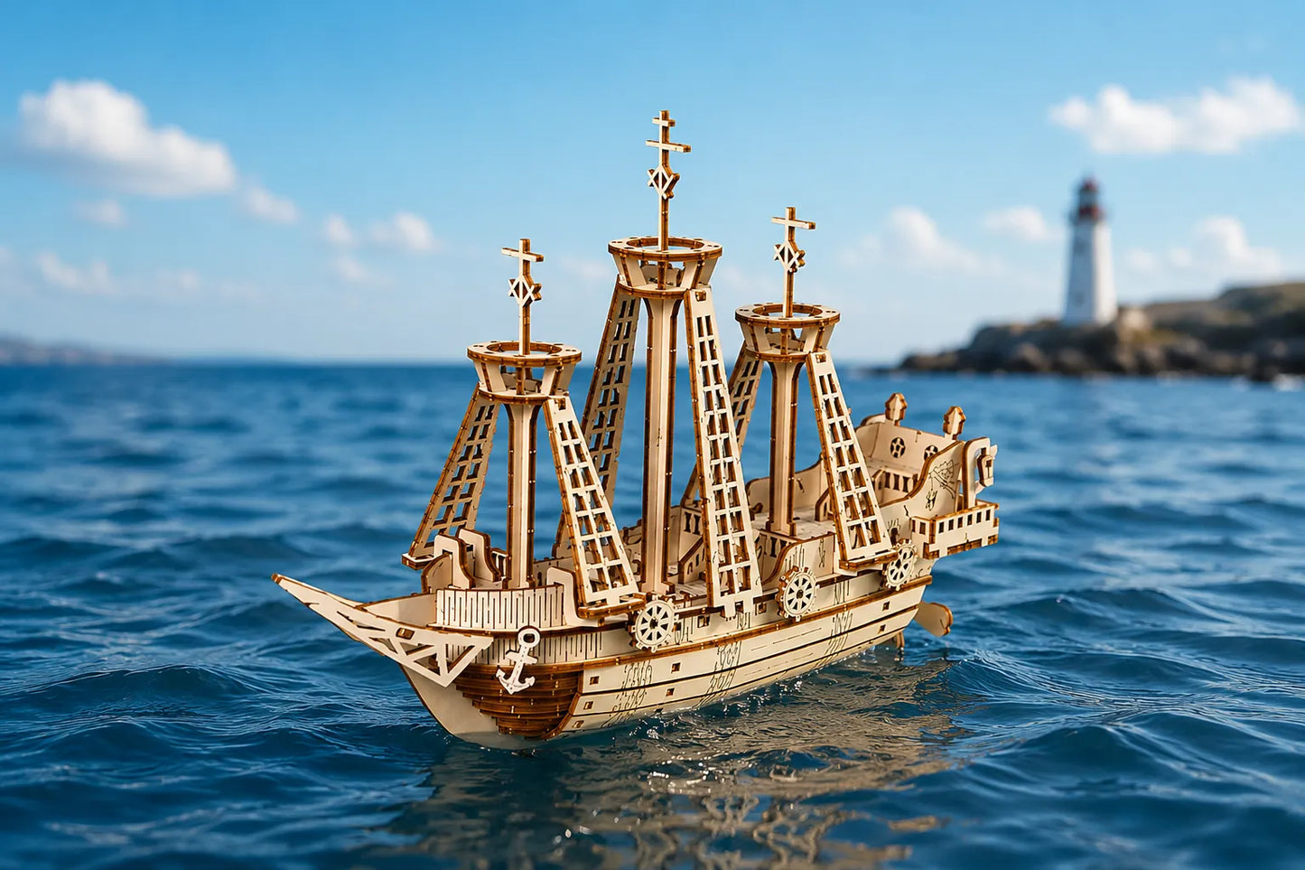 Maquette en bois - Voilier à 3 mats