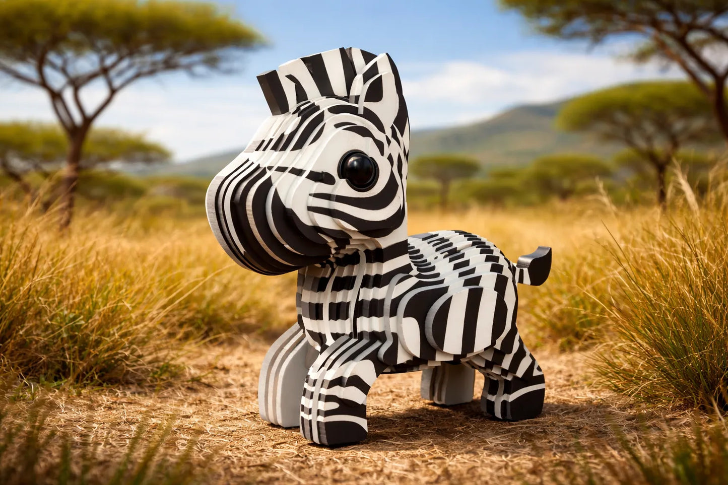 Maquette en bois - Zèbre coloré