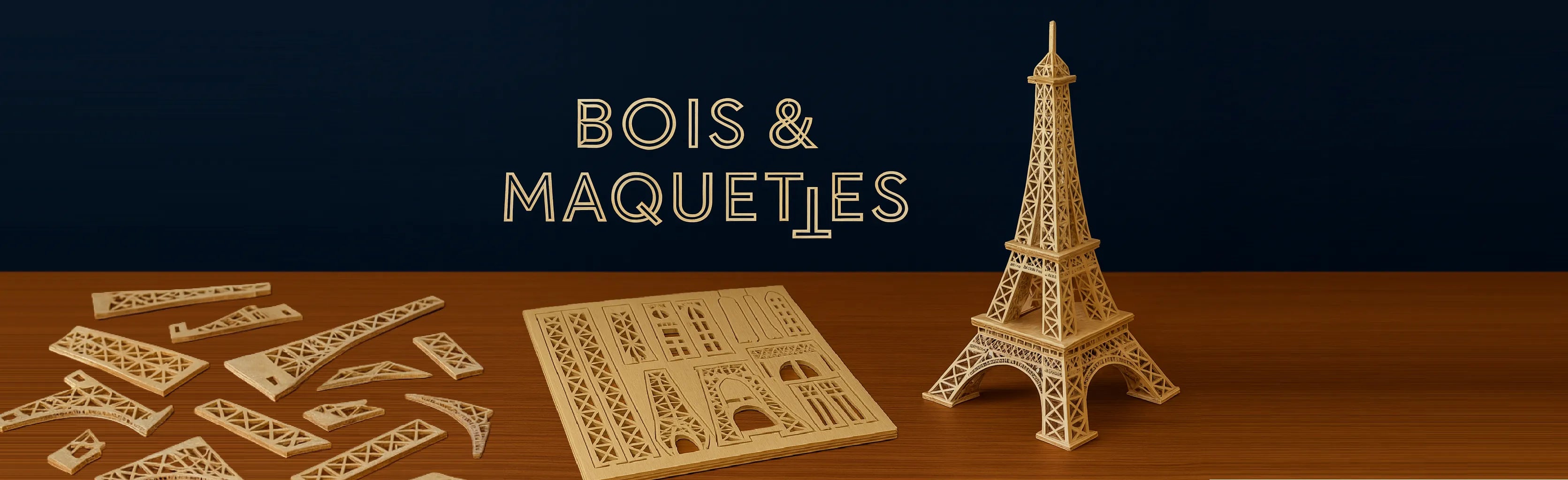 Bannière boutique bois et maquette