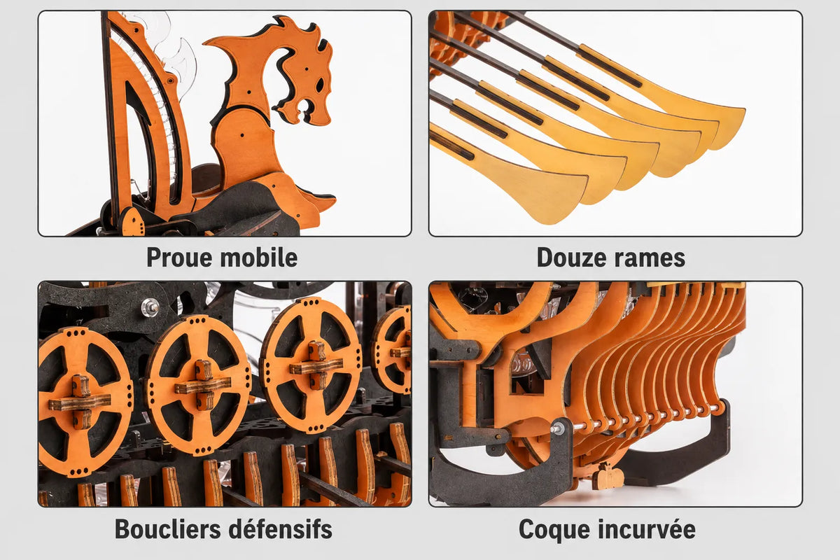 Maquette en bois - Drakkar mécanique