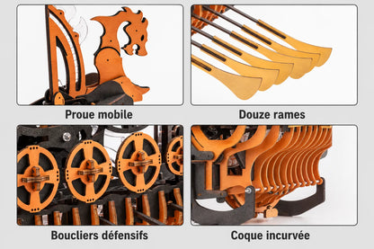 Maquette en bois - Drakkar mécanique