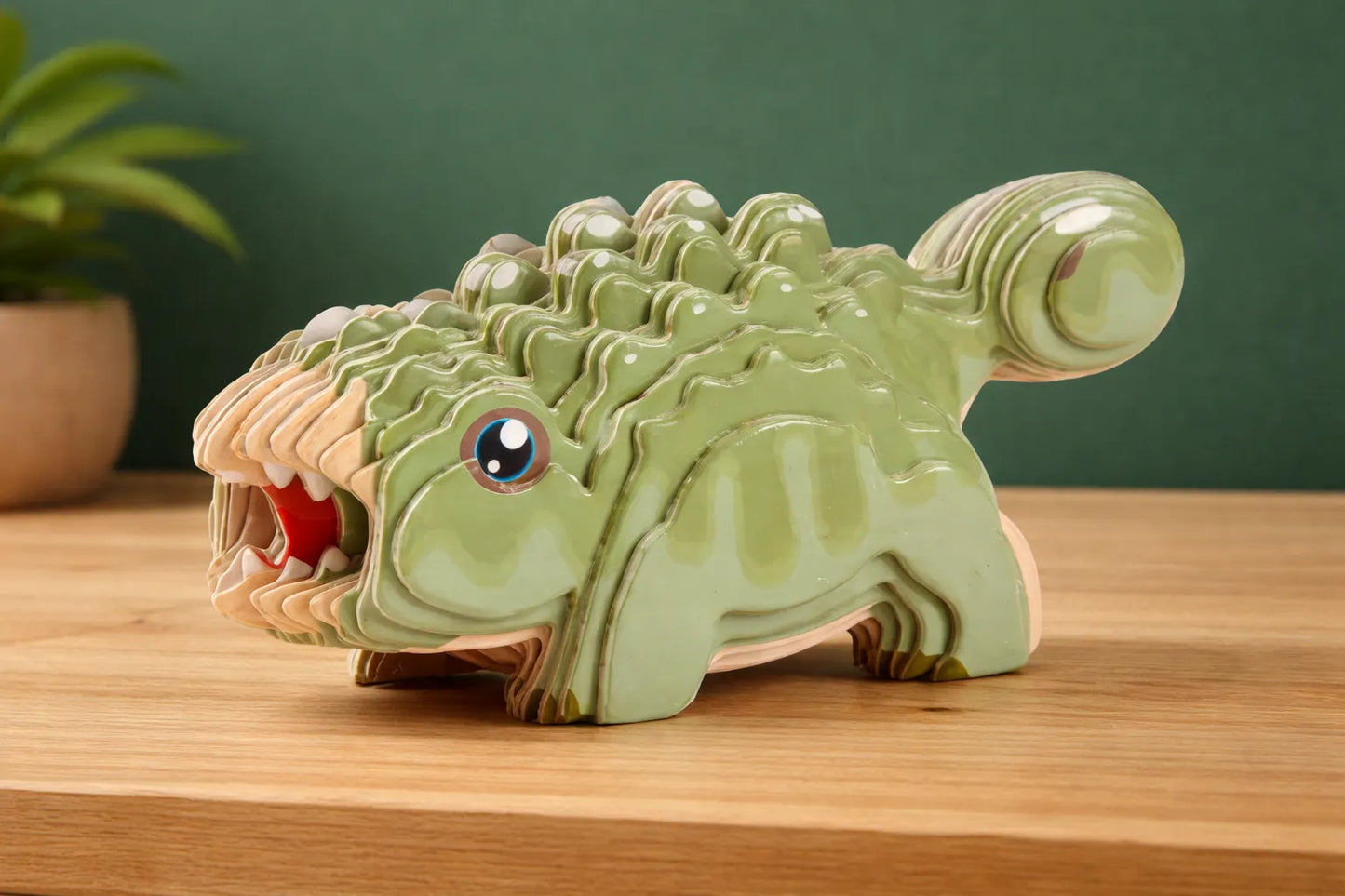 Maquette en bois - Ankylosaurus coloré