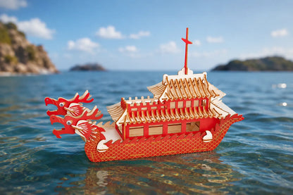 Maquette en bois - Bateau dragon rouge