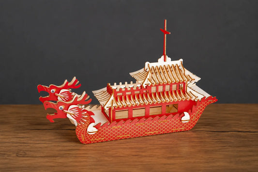 Maquette en bois - Bateau dragon rouge