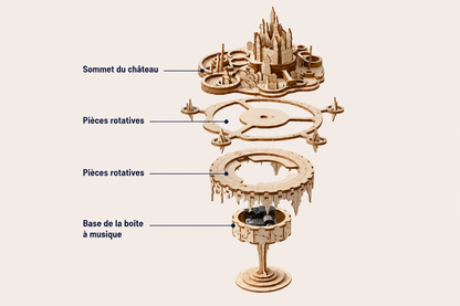 Maquette en bois - Boite à musique château dans le ciel