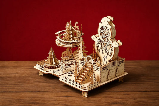 Maquette en bois - Boite à musique décoration de Noël