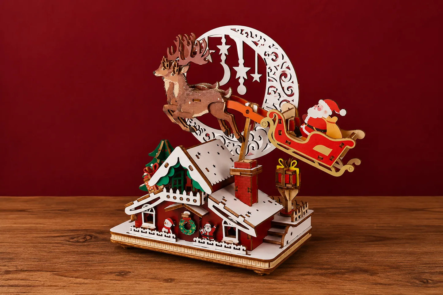 Maquette en bois - Boite à musique maison du Père Noël