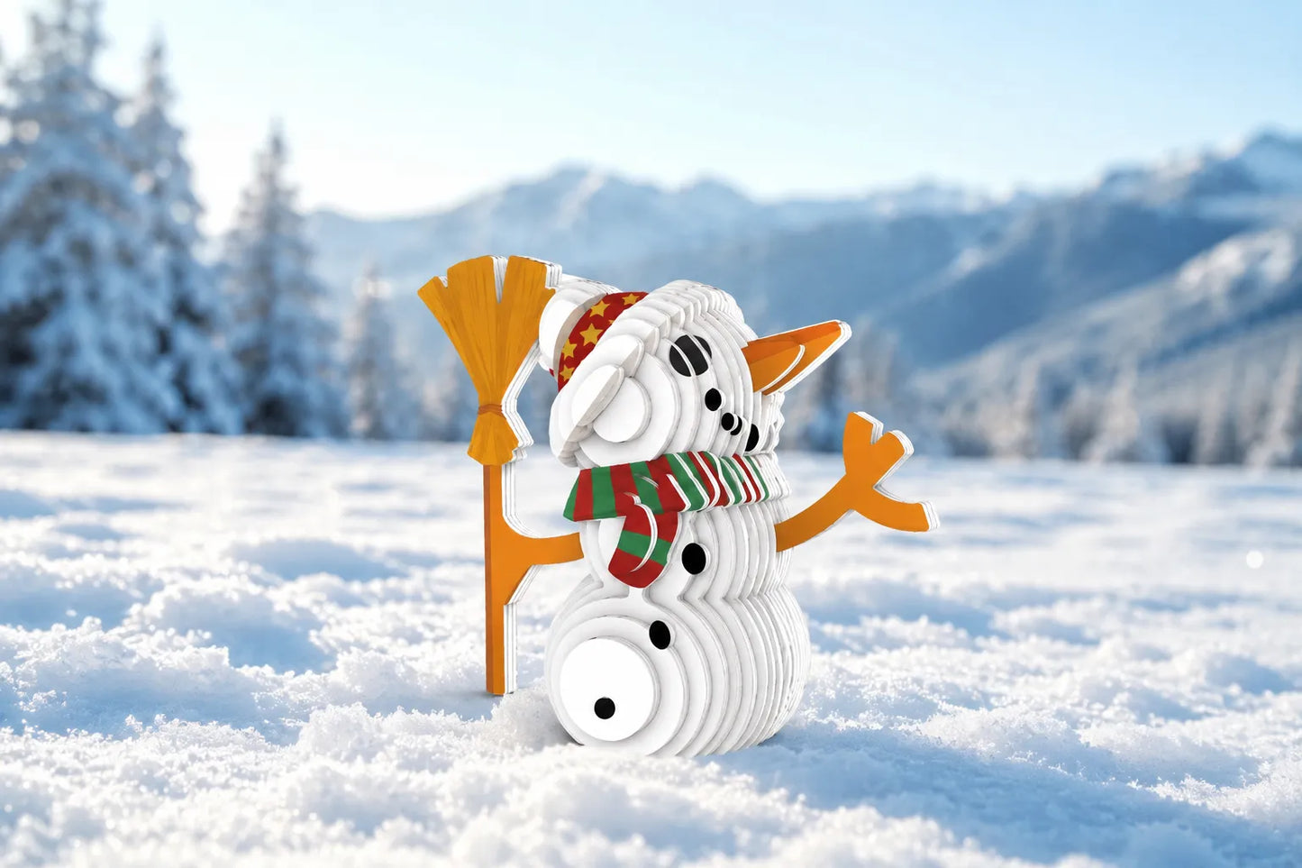 Maquette en bois - Bonhomme de neige