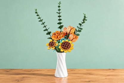 Maquette en bois - Bouquet de fleurs orange