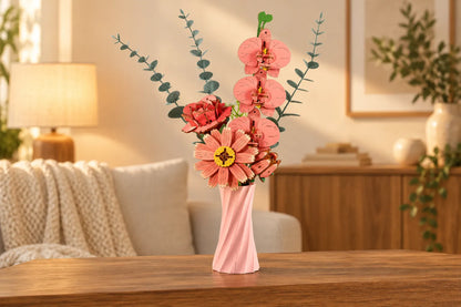 Maquette en bois -  Bouquet de fleurs roses