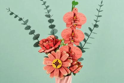 Maquette en bois -  Bouquet de fleurs roses