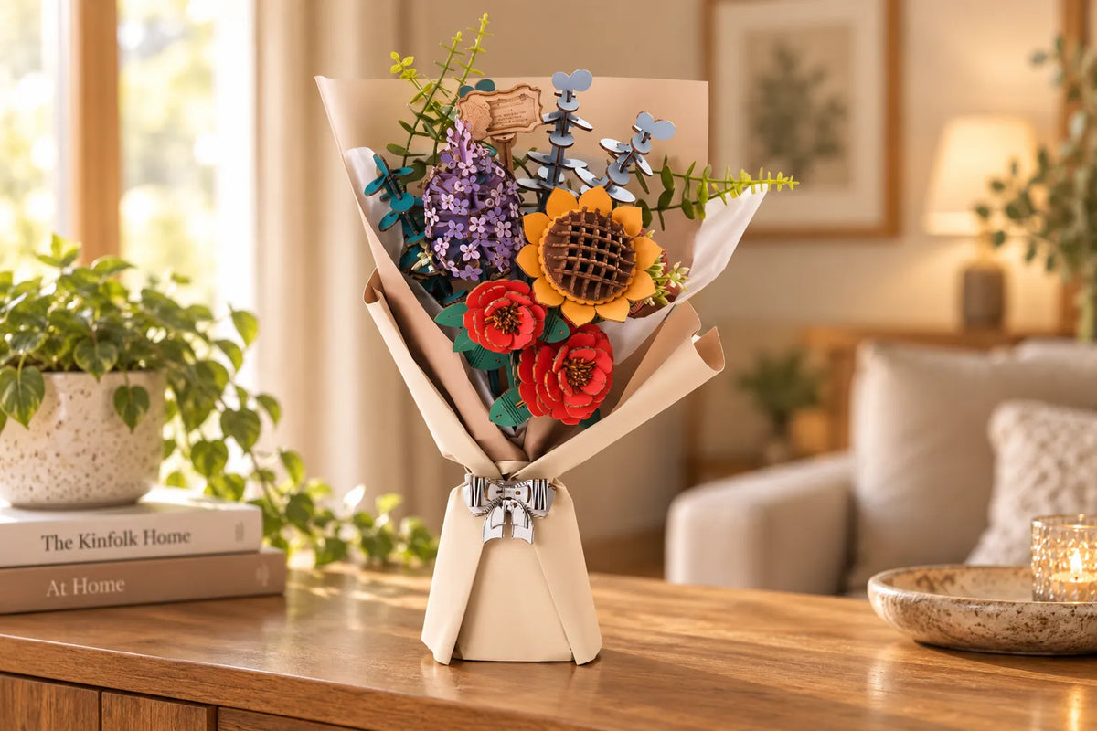 Maquette en bois - Bouquet de fleurs variées