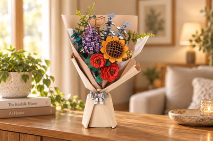 Maquette en bois - Bouquet de fleurs variées