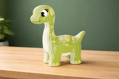 Maquette en bois - Dinosaure, brontosaurus coloré