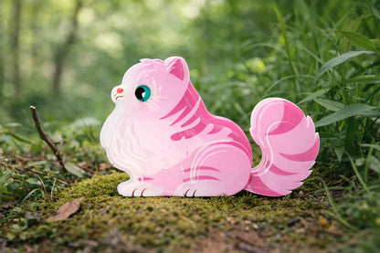 Maquette en bois - Chat coloré