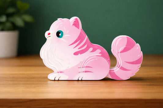 Maquette en bois - Chat coloré