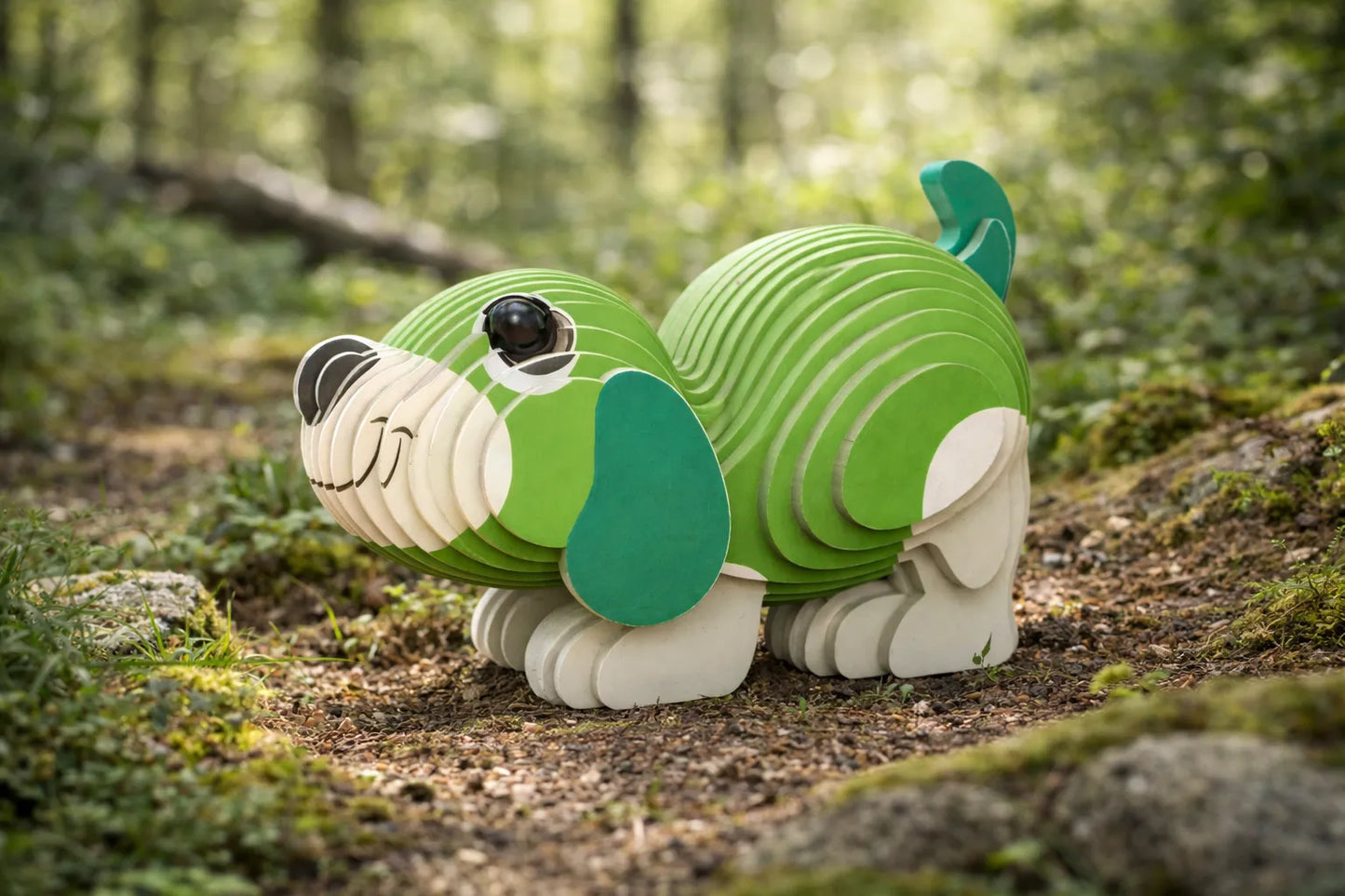 Maquette en bois - Chien coloré