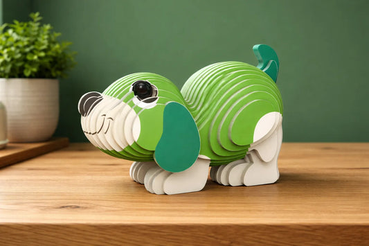 Maquette en bois - Chien coloré