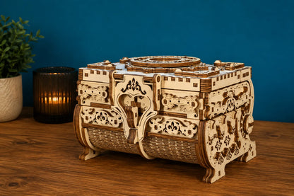 Maquette en bois - Coffre antique secret