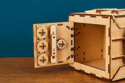 Maquette en bois - Coffre fort tirelire