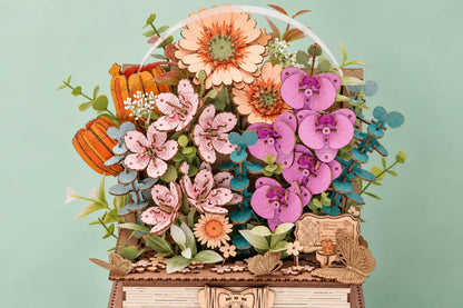Maquette en bois - Composition florale sous cloche
